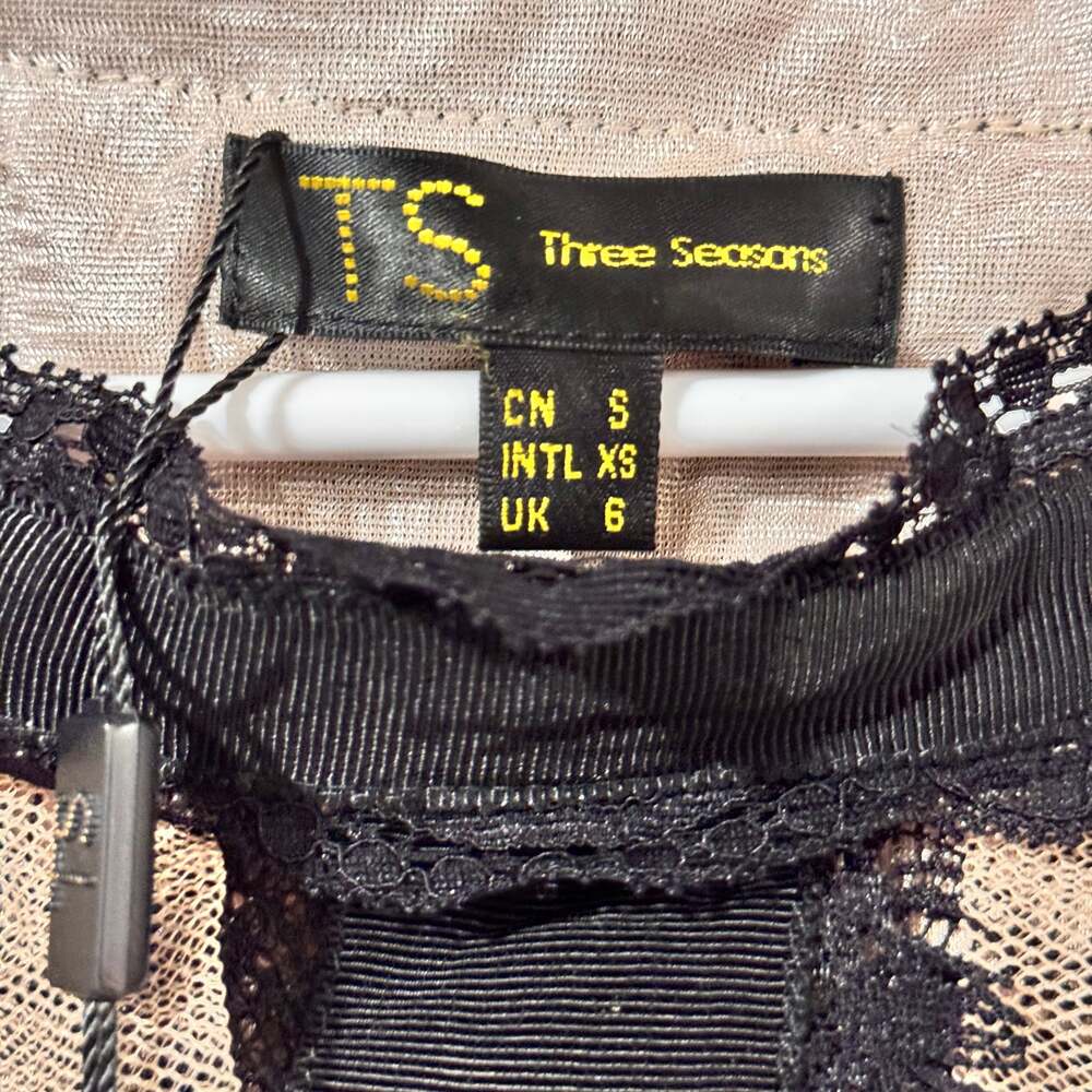 TS Three Seasons Black and Taupe Sleeveless Sequin Pleated Bottom Dress - Picture 3 of 4